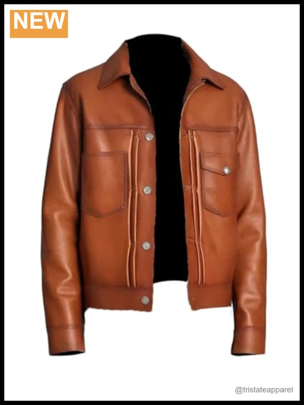 Men's Genuine Leather Trucker Jacket Brown Waxed Distressed